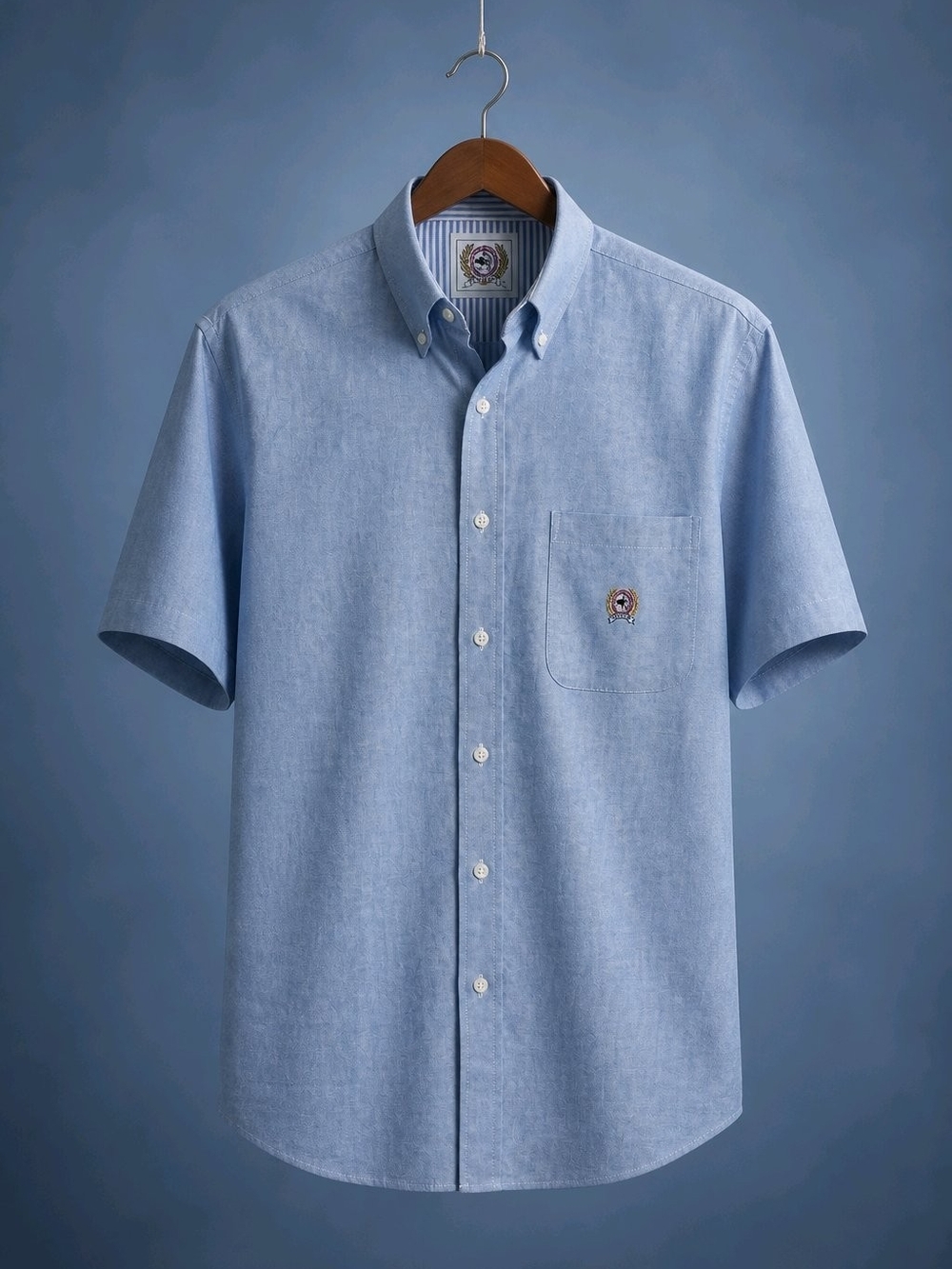 Cinch Light Blue Short Sleeve Button-Down Pocket Shirt